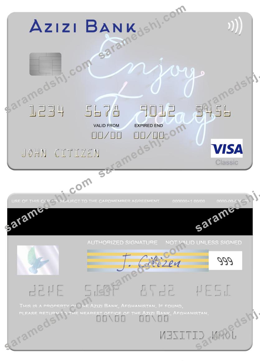 Afghanistan Azizi Bank visa card